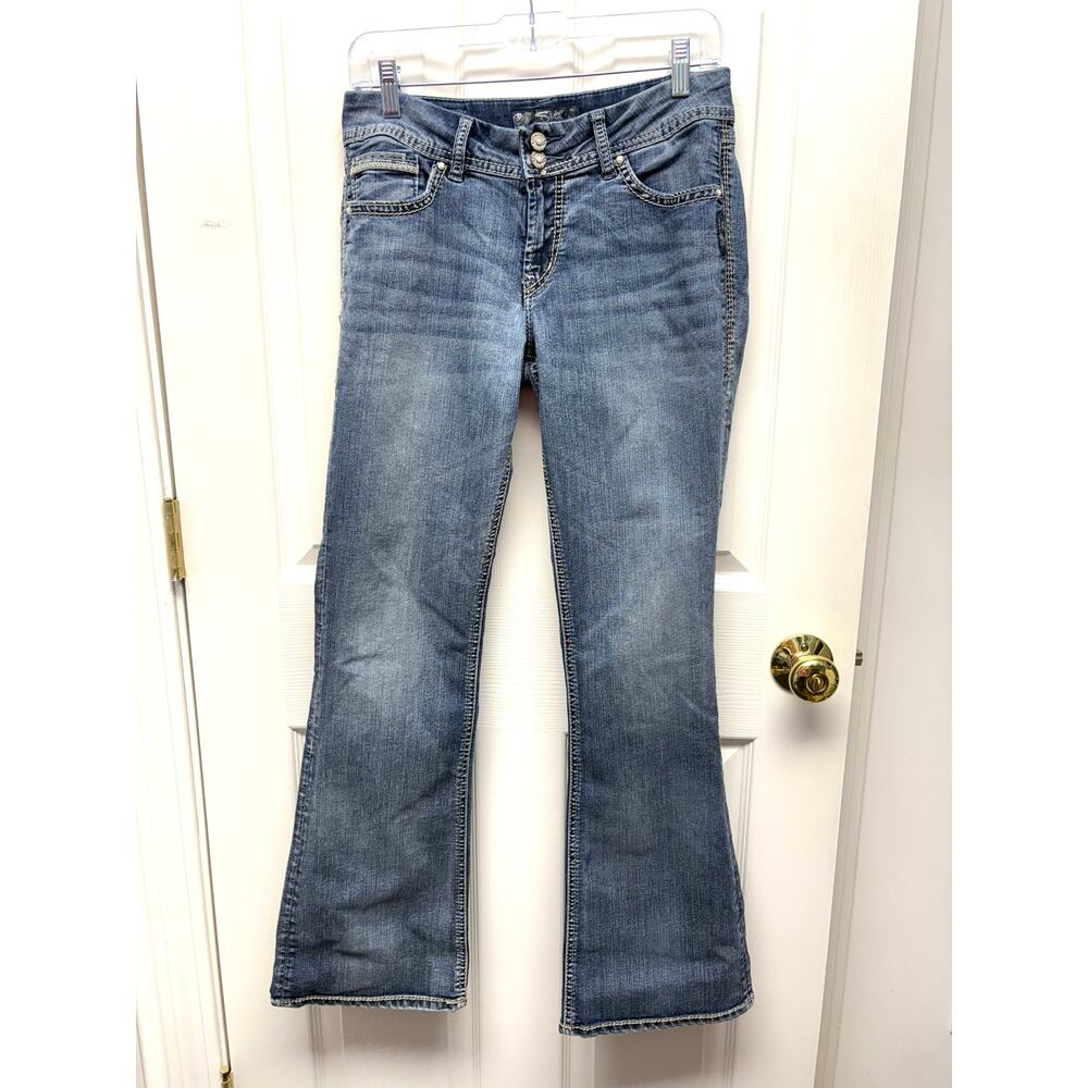 Silver Jeans Suki Flap Low Rise Boot Cut Stitched Medium Wash Women's Size 29 32